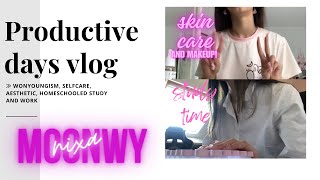 ⌗  ꒰ Productive Days Vlog ꒱ 🪼 ≫ wonyoungism selfcare aesthetic homeschooled study and work [upl. by Noakes]