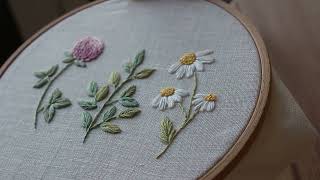 Flower embroidery Chamomile Embroidery for beginners [upl. by Atiuqel]