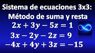 Sistema de ecuaciones 3x3 Método de ELIMINACIÓN [upl. by Leckie]