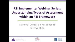 Understanding Types of Assessment in an RTI Framework [upl. by Shimberg]