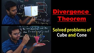 Gauss Divergence theorem Solved problem for cube and cone [upl. by Baryram292]