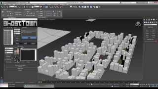 How to Make cityscapes in 3ds Max by using the greeble and ghost town plugins [upl. by Edwine]