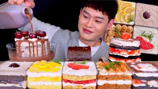 ASMR 수제케이크 파티🎂딸기생크림케이크 체리케이크 과일 보틀 케이크 먹방 Strawberry Cream Cake Bottle Cake Cherry Cake MuKbang [upl. by Ggerc522]