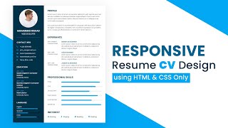 How to Create Responsive Resume Website using HTML and CSS  Resume CV design in HTML CSS [upl. by Yrtsed]