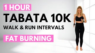 🔥INDOOR WALK amp RUN TABATA INTERVALS🔥10K INDOOR WORKOUT🔥1HOUR CARDIO for CALORIE BURN amp WEIGHT LOSS🔥 [upl. by Dnomaj624]