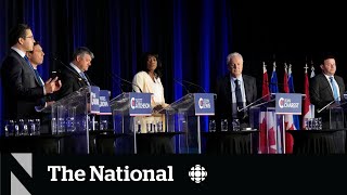 Charest Poilievre clash in Frenchlanguage Conservative leadership debate [upl. by Eldoria]