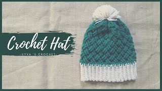 Crochet Hat  Hướng dẫn móc mũ len họa tiết zích zắc ϟ ϟ ϟ  Vyvascrochet [upl. by Rebmit]