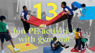 13 FUN ACTIVITIES WITH GYM MAT  pegames  physedgames  physicaleducation [upl. by Neb899]