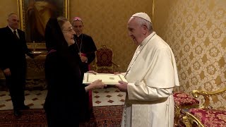 Pope meets with Princess Khétévane Bagrationi new ambassador of Georgia [upl. by Zoe169]