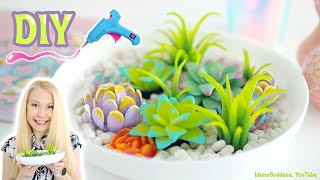 How To Make Artificial Succulents With Hot Glue – DIY Colorful Fake Succulent Plants In A Planter [upl. by Anisamoht]