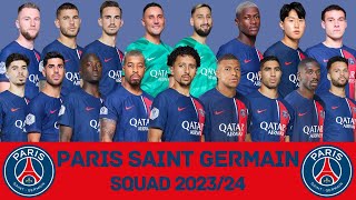 PARIS SAINTGERMAIN Squad Season 202324  PSG  FootWorld [upl. by Derfiniw]