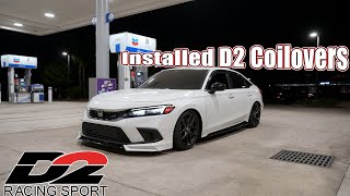 INSTALLING D2 COILOVERS ON THE 2022 HONDA CIVIC Si   11th Generation [upl. by Attiuqihc]