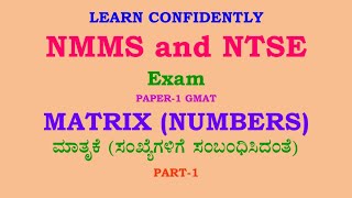 MATRIX NUMBERSNMMS and NTSE exam Paper1 GMAT [upl. by Berton]