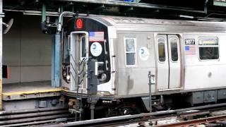 MTA NYC Subway Kawasaki R160B 9077 on the N Astoria bound departing 8th Avenue [upl. by Nellek548]