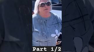 Part 12 of this crazy Karen in the wild attempting to take this guys flag right off his truck [upl. by Autumn613]