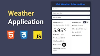 Weather App using HTML CSS and JavaScript fetch API [upl. by Uhile]