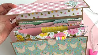 Embellishment Holder File Folder Recipe Box for Swaps or Craft Room Storage 🌸 DIY [upl. by Ytsirhc]