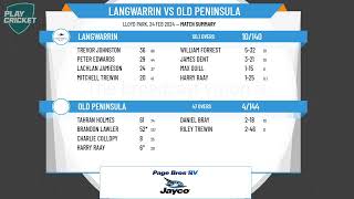 Mornington Peninsula CA  5 PROVINCIAL 2NDS  Rd13  Langwarrin v Old Peninsula  Day 2 [upl. by Romulus820]