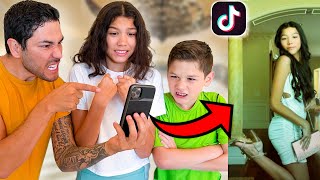 STRICT SON amp DAD REACT TO 13 YEAR OLDS TIKTOK VIDEOS  EXPOSED  Familia Diamond [upl. by Helfant]