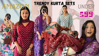 I Ordered TRENDY Kurta Sets From Amazon Under Rs599  Cheapest Kurta Sets [upl. by Zonda]