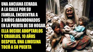 ANCIANA ECHADA POR SU FAMILIA ADOPTA 3 NIÑOS ABANDONADOS10 AÑOS DESPUÉS UNA LIMOSINA TOCÓ SU PUERTA [upl. by Appleby]