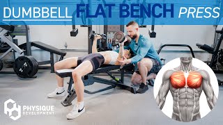 How to Dumbbell Flat Bench Press  Form Tutorial [upl. by Diogenes988]