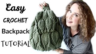 Easy Crochet Leaves BackPack Tutorial [upl. by Aiekram]