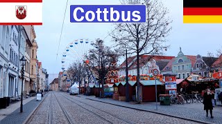 Germany Cottbus walking tour in centre and wintermarkt 2023 4K [upl. by Kwasi]