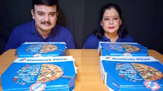 DOMINOS PIZZA CHALLENGEDOMINOS CHICKEN CHEESE PIZZA CHALLENGEASMR MUKBANGFOOD CHALLENGE VIDEOS [upl. by Cressida]