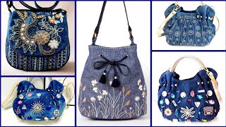 Best amp Classy Denim Handmade Embroidered Tote Bags ideas 2024 [upl. by Sartin]