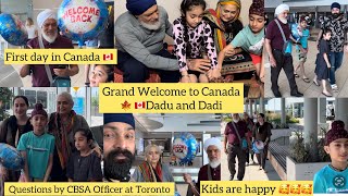 Grand welcome to Canada 🇨🇦🍁Dadu ampDadi on Visitor Visa  Questions by CBSA Officer at Toronto 😱😱 [upl. by Leihcim]