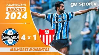 GRÊMIO 4 X 1 GUARANY DE BAGÉ  MELHORES MOMENTOS  CAMPEONATO GAÚCHO 2024  geglobo [upl. by Dnomsed]