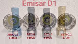 Emisar D1 XHP703 6500k  SFT40 6500k  SST40 6500k  SBT902 5700k comparison [upl. by Brion791]