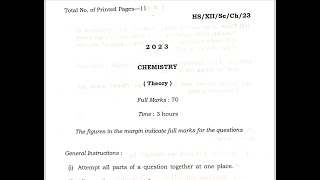 MBOSE CLASS 12  CHEMISTRY 2023 QUESTION PAPER [upl. by Ahsad56]