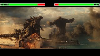 Godzilla vs Kong Aircraft Carrier Fight with healthbars [upl. by Ciri418]