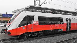 Bahnhof Rankweil Abfahrt Güterzug ÖBB Talent3 VMOBIL Ein und Ausfahrt [upl. by Aicargatla444]