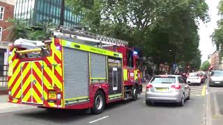 London Fire Brigade  Euston DPL A231 responding past Euston Fire Station [upl. by Jard]