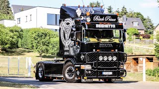 BEGHETTO SCANIA 144 460 V8 BLACK PRINCE OPEN PIPE SOUND  ONBOARD [upl. by Godding]