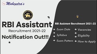 RBI Assistant 202122 Official Notification Out  Exam Date Eligibility Exam Pattern Age Limit [upl. by Cyler]