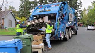 Crushing Bulk Waste in an Autocar ACX Rear Loader [upl. by Naud]