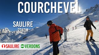 Skiing pistes Saulire and Verdons in Courchevel Les 3 Vallées 4K UHD [upl. by Kaja]