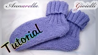 Tutorial scarpe da notte ai ferri  How to knit socks [upl. by Eiznek]