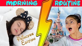 Morning Routine Princess Sisters In Real Life at DisneyLand👸👑 [upl. by Nanji175]