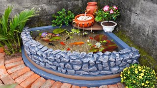 How to Build A Beautiful Waterfall Aquarium Very Easy \ For Your Family Garden [upl. by Yrennalf]