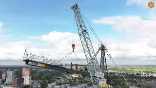 Spectaculaire beelden uit Zoetermeer 90 meter hoge torenkraan wordt met 500 tonner afgebroken🏗️ [upl. by Nahsin]