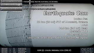 Earthquake Cam  Mouzaki Greece M68  10252018  地震ウェブカメラ [upl. by Brazee]