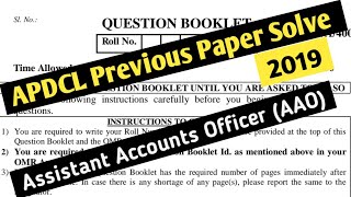 APDCL previous year question papers solve 2019 Assistant Accounts Officer AAO [upl. by Lleryd]