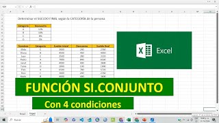 Función SICONJUNTO en Excel con 4 CONDICIONES Ejemplo [upl. by Shena]