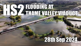 HS2  Thame Valley Viaduct during recent floods  28th Sep 2024 [upl. by Aramad319]