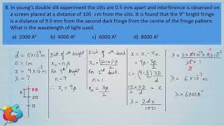 20  Class 12  Physics Wave Optics  Problems on CET Part 2 [upl. by Rebmac]